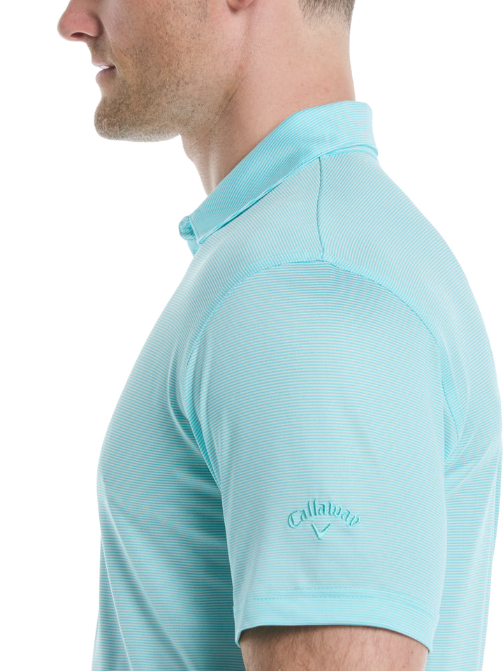 Fine Line Stripe Golf Polo Shirt (Blue Radiance) 