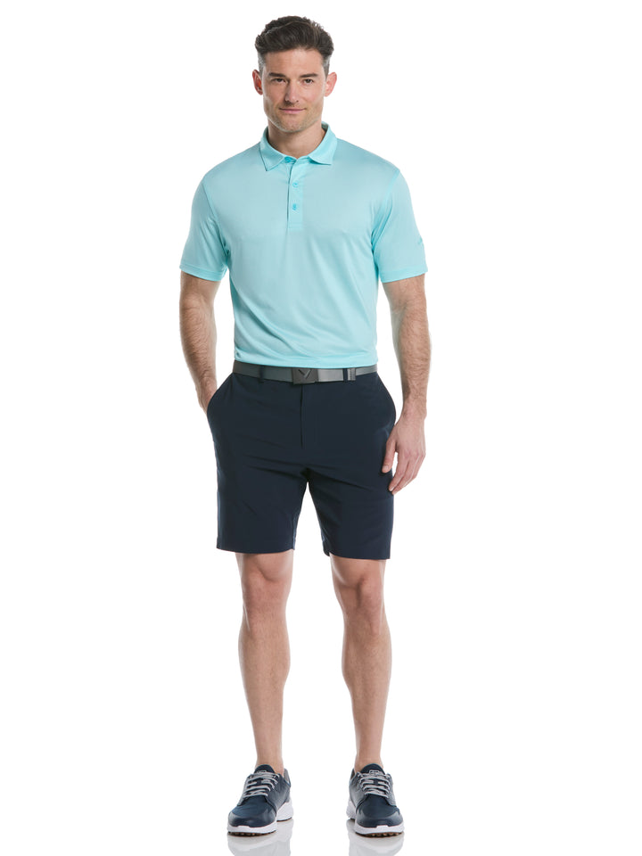 Fine Line Stripe Golf Polo Shirt (Blue Radiance) 