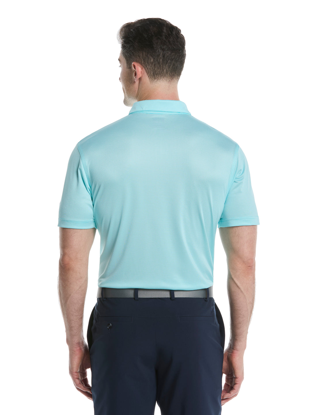 Fine Line Stripe Golf Polo Shirt (Blue Radiance) 