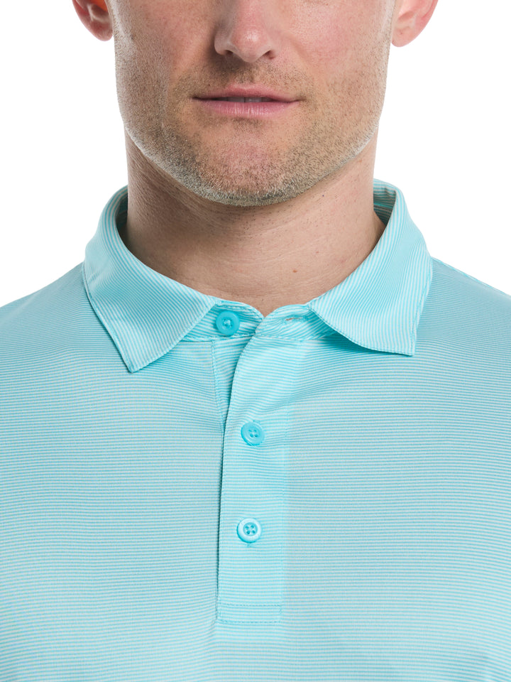 Fine Line Stripe Golf Polo Shirt (Blue Radiance) 