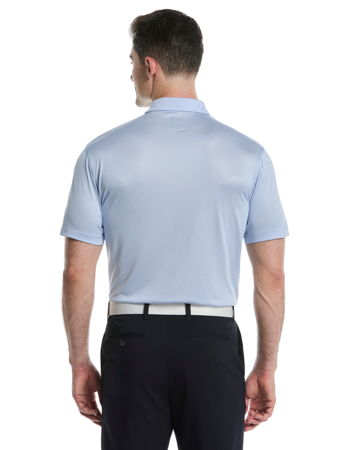 Fine Line Stripe Golf Polo Shirt (Chambray) 