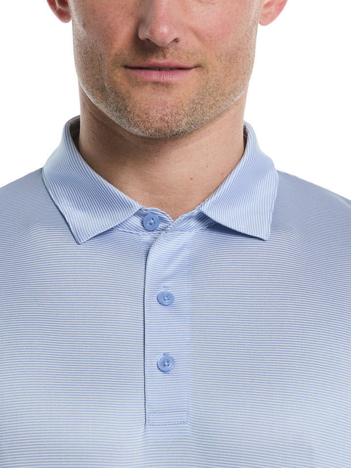 Fine Line Stripe Golf Polo Shirt (Chambray) 