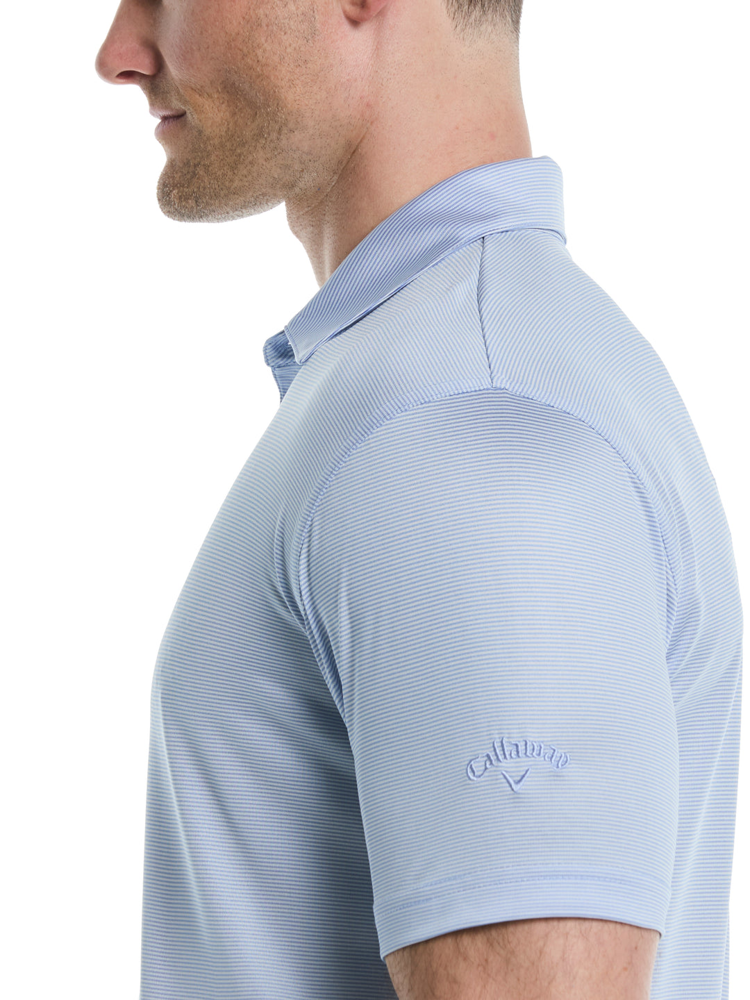 Fine Line Stripe Golf Polo Shirt (Chambray) 