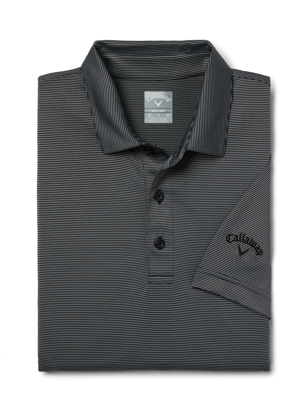 Fine Line Stripe Golf Polo Shirt (Caviar) 