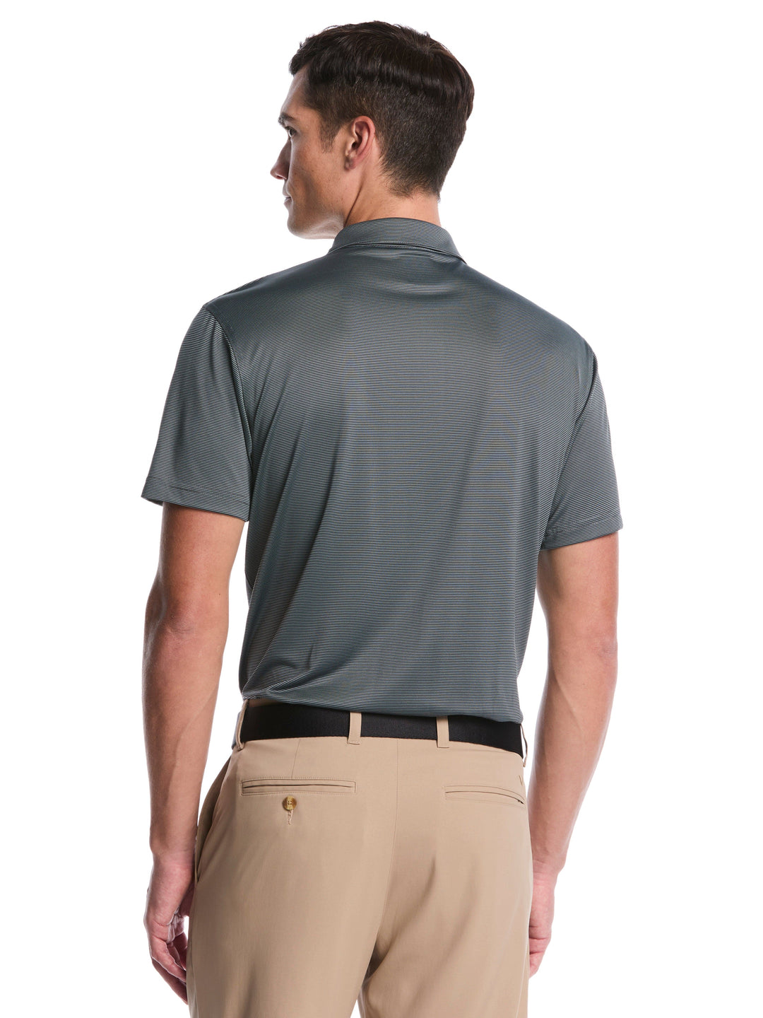 Fine Line Stripe Golf Polo Shirt (Caviar) 