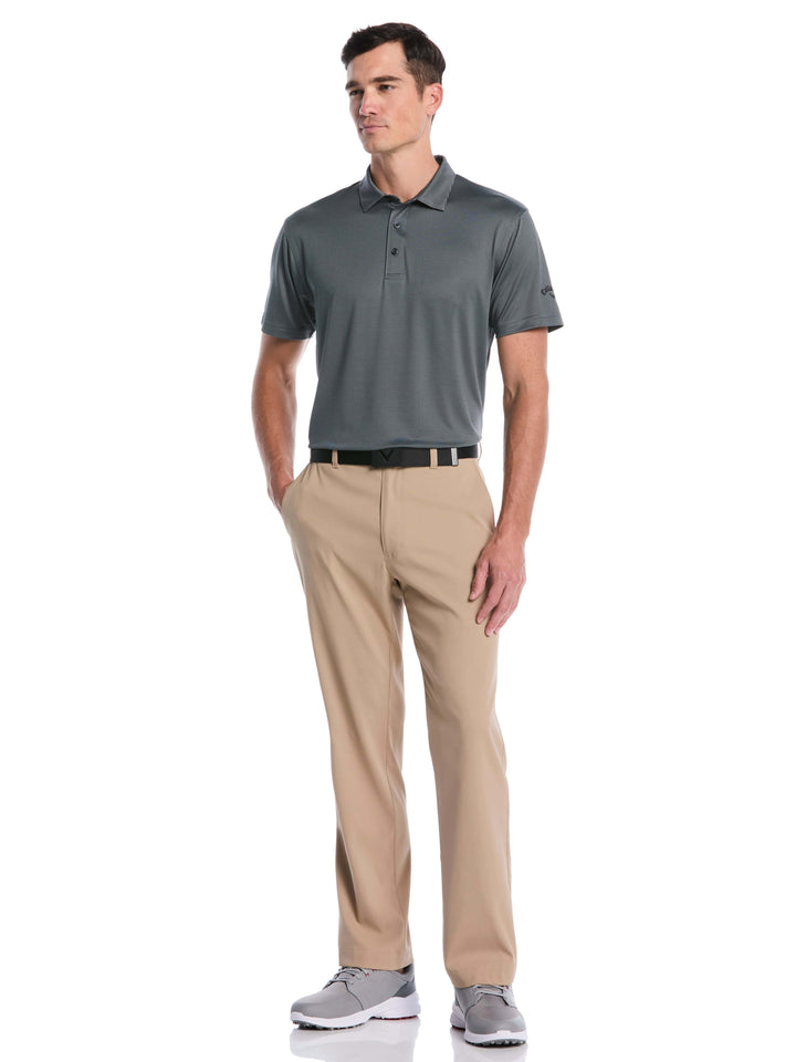 Fine Line Stripe Golf Polo Shirt (Caviar) 