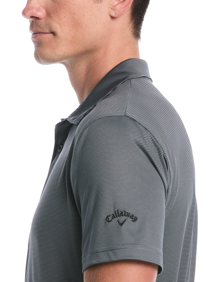 Fine Line Stripe Golf Polo Shirt (Caviar) 