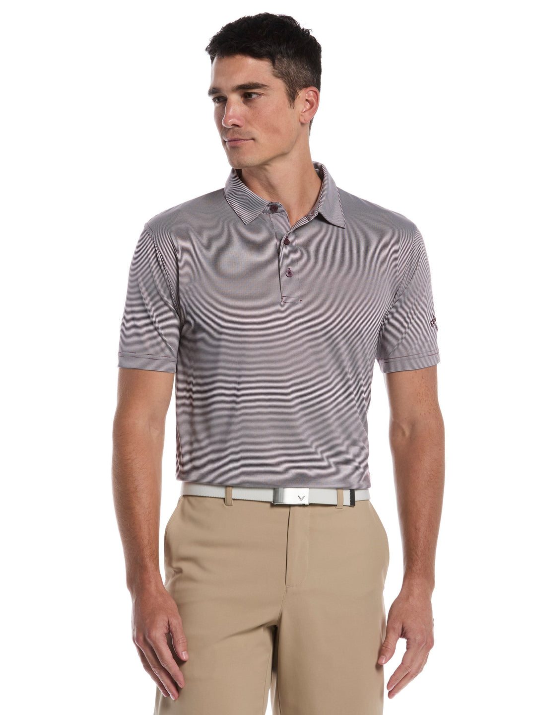 Mens Fine Line Stripe Golf Polo-Polos-Grape Wine-RT-S-Callaway