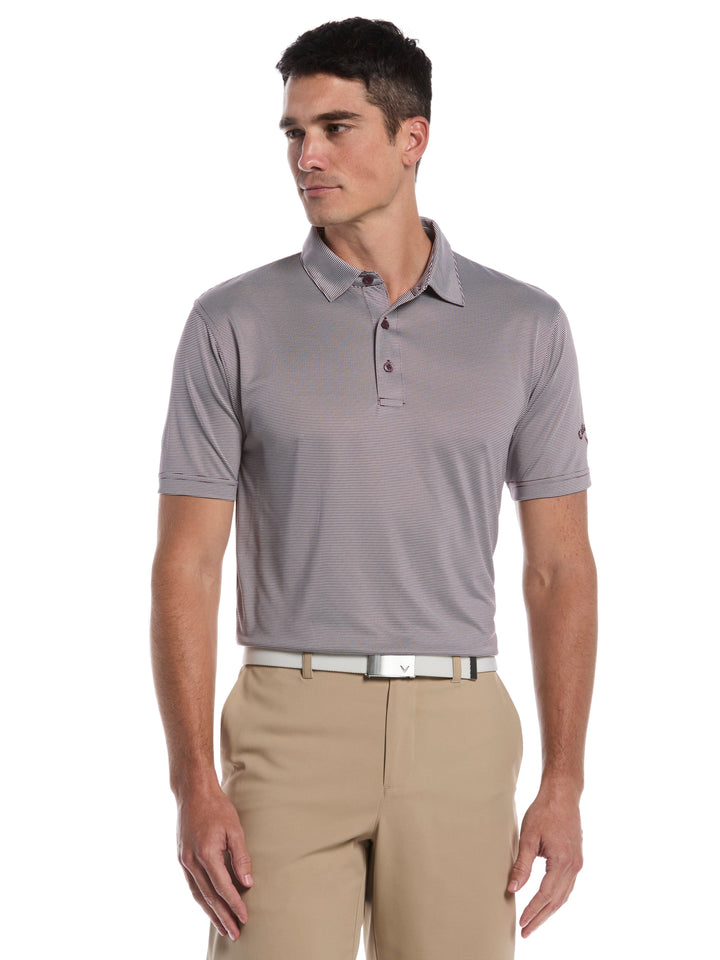 Mens Fine Line Stripe Golf Polo-Polos-Grape Wine-RT-S-Callaway