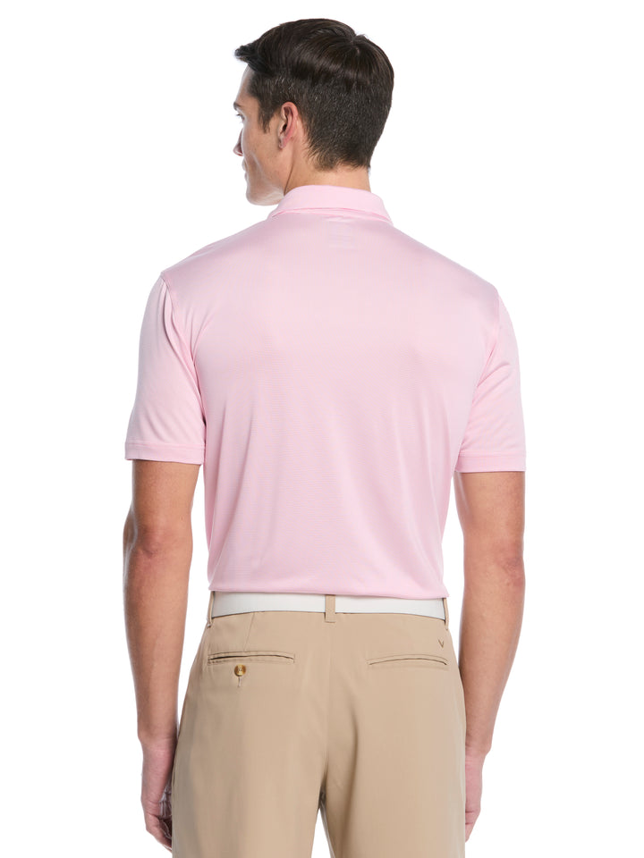 Fine Line Stripe Golf Polo Shirt (Sea Pink) 