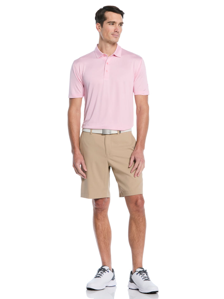 Fine Line Stripe Golf Polo Shirt (Sea Pink) 