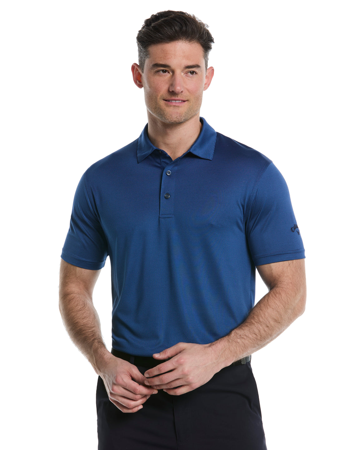 Fine Line Stripe Golf Polo Shirt (Peacoat) 