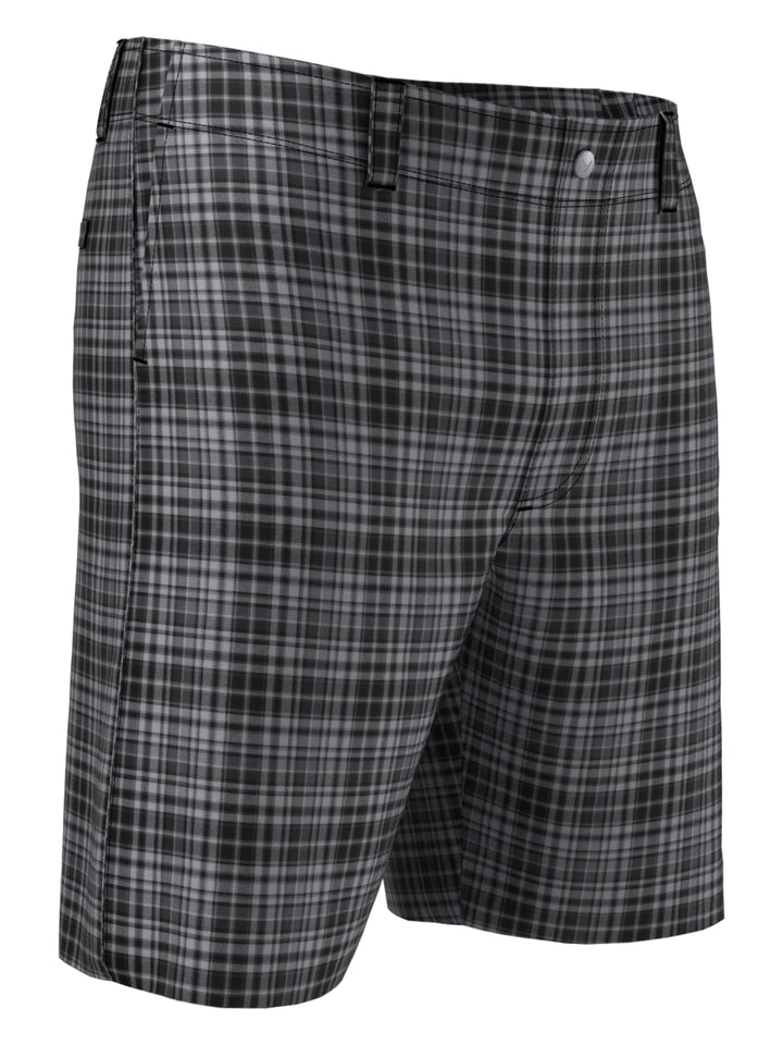 Flat Front Plaid Golf Short (Caviar) 