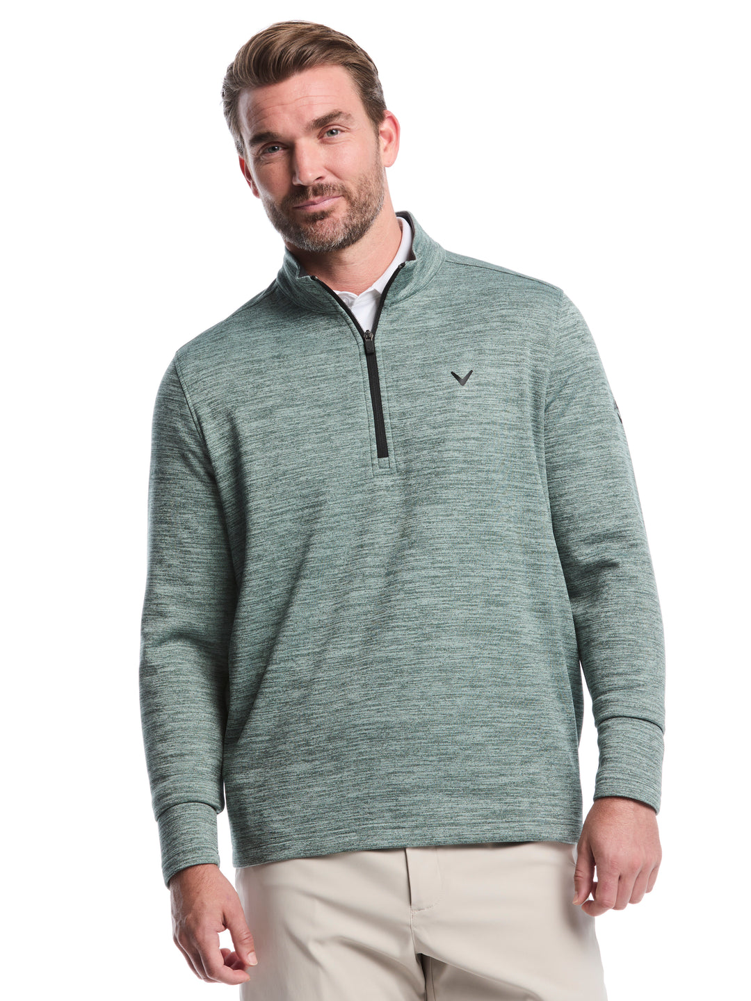 Fleece 1/4 Zip Golf Base Layer (Melaleuca Htr) 
