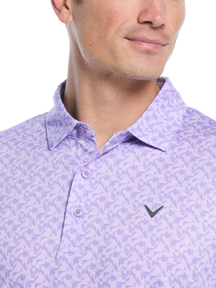 Floral Block Chevron Print Golf Polo (Sand Verbena) 