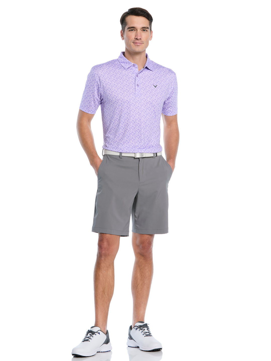 Floral Block Chevron Print Golf Polo (Sand Verbena) 