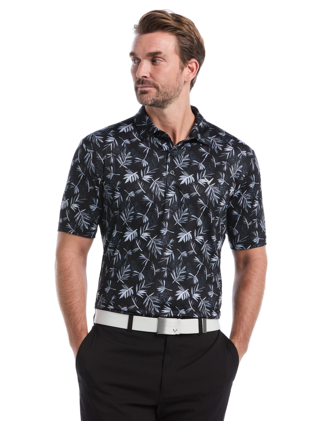 Big & Tall Floral Polo (Caviar) 
