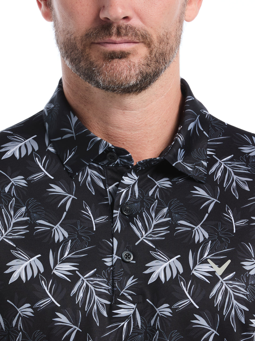 Big & Tall Floral Polo (Caviar) 
