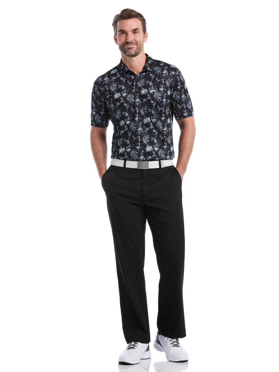 Big & Tall Floral Polo (Caviar) 