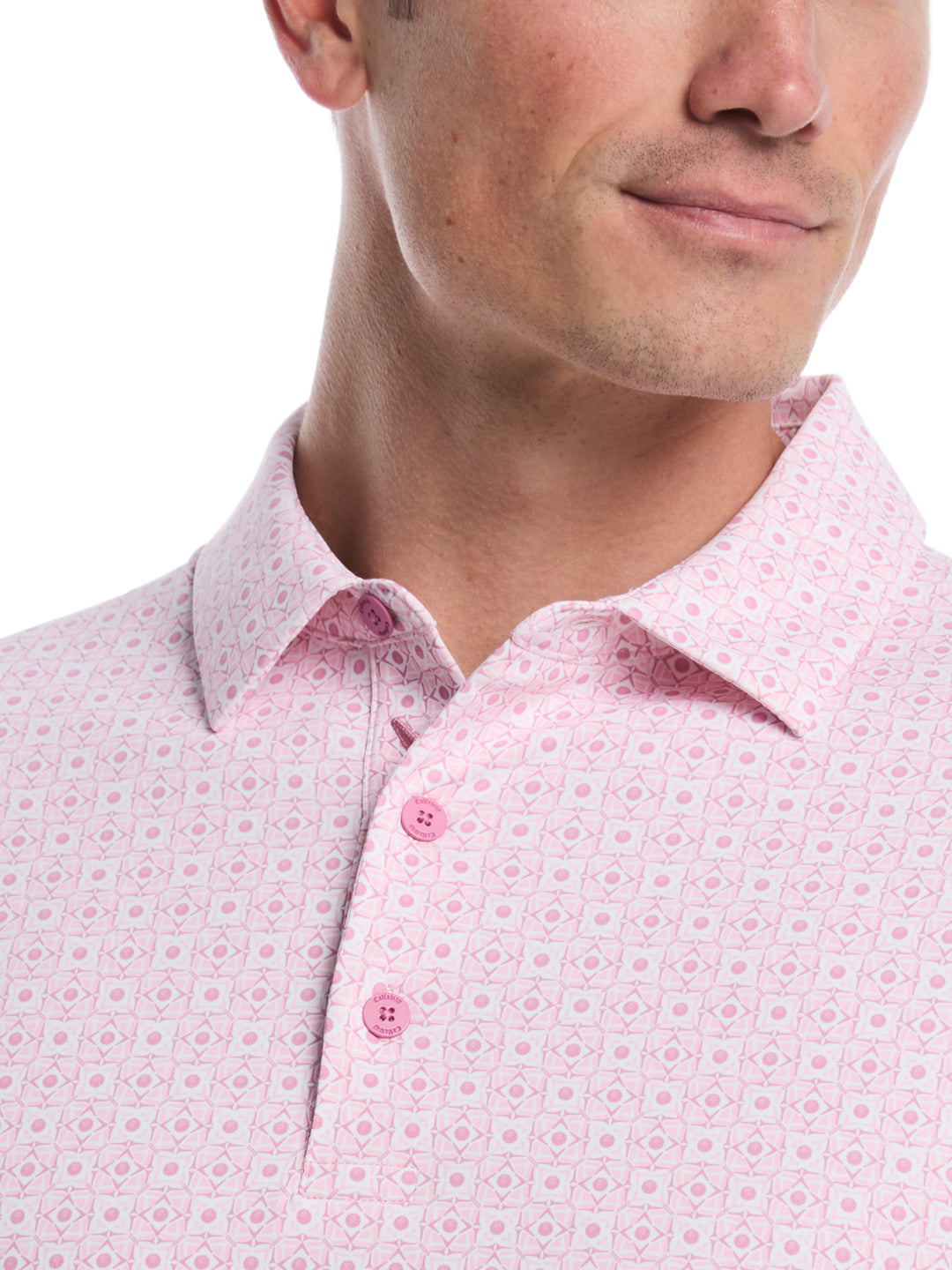 Men's Foulard Print Golf Polo (Rose Bouquet) 