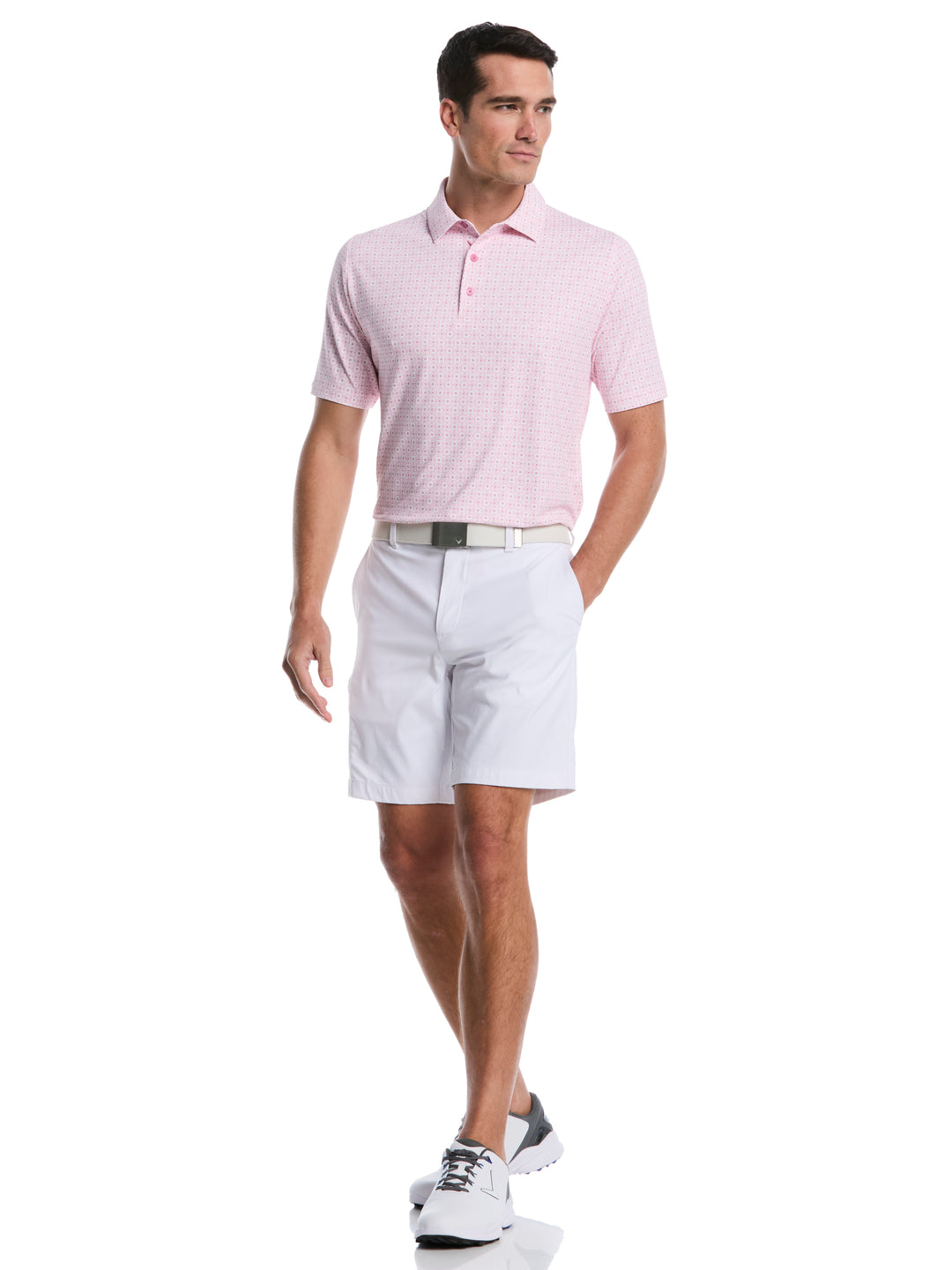 Men's Foulard Print Golf Polo (Rose Bouquet) 