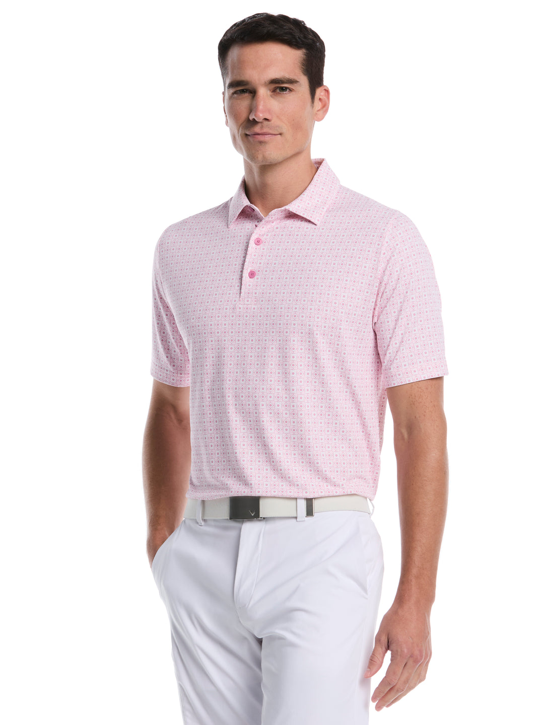 Men's Foulard Print Golf Polo (Rose Bouquet) 