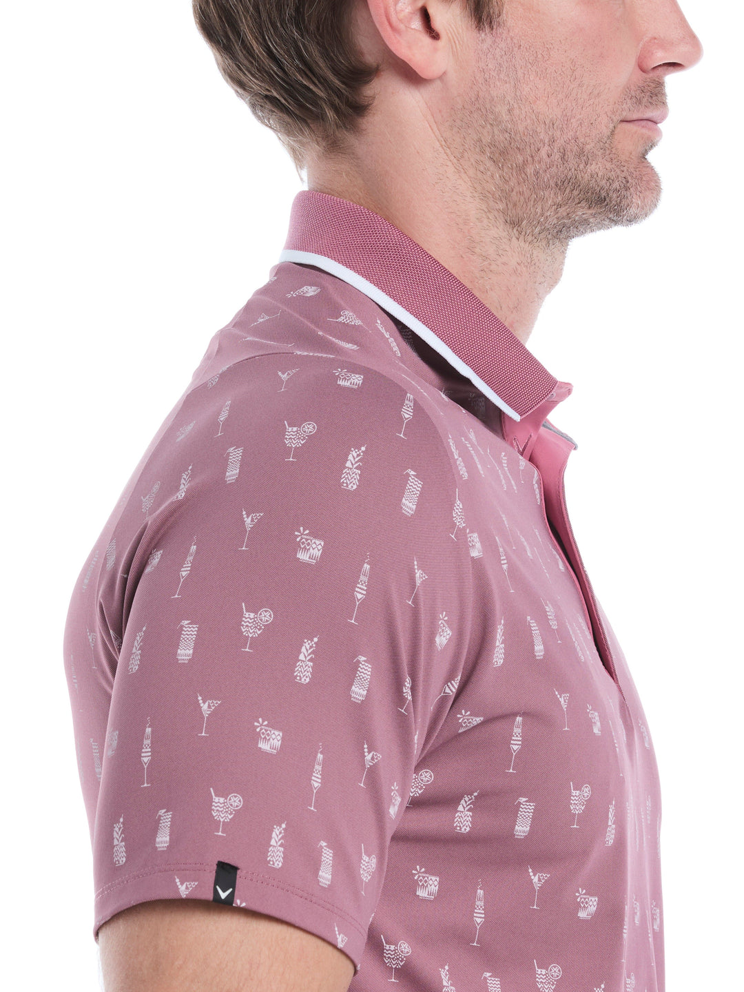 Geo Cocktail Print Golf Polo (Mesa Rose) 