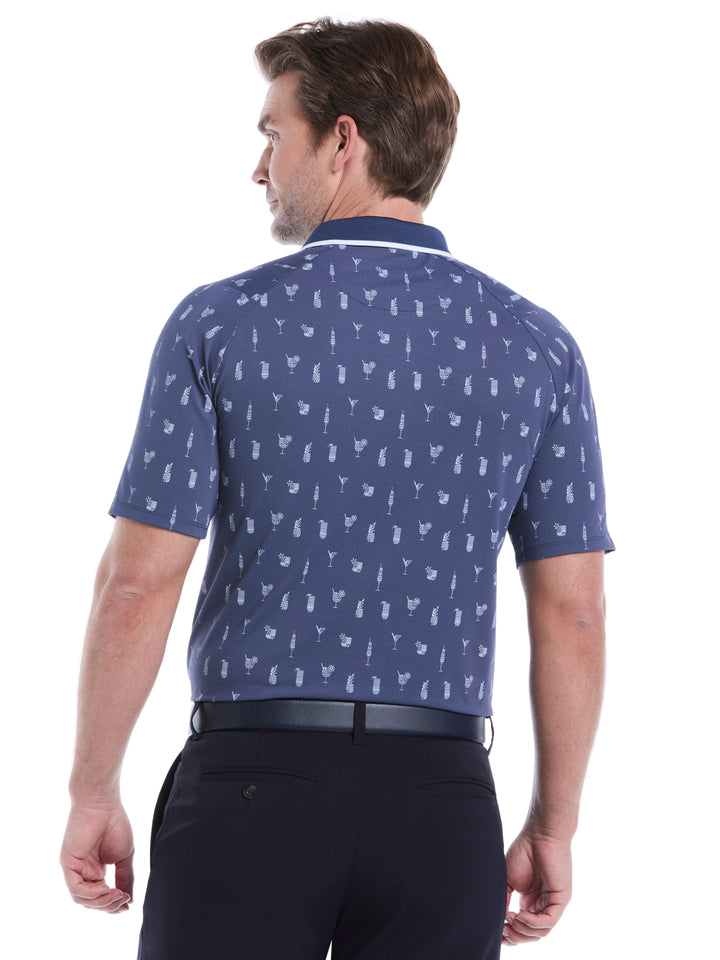 Geo Cocktail Print Golf Polo (Peacoat) 