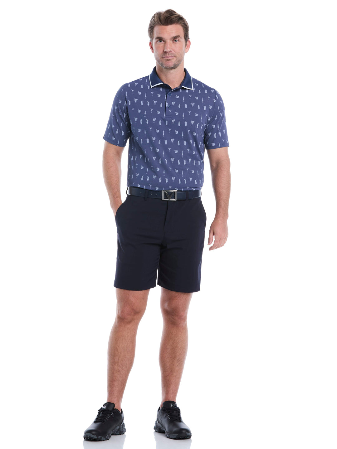 Geo Cocktail Print Golf Polo (Peacoat) 