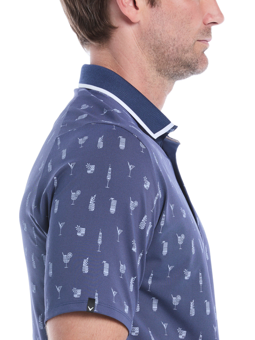 Geo Cocktail Print Golf Polo (Peacoat) 
