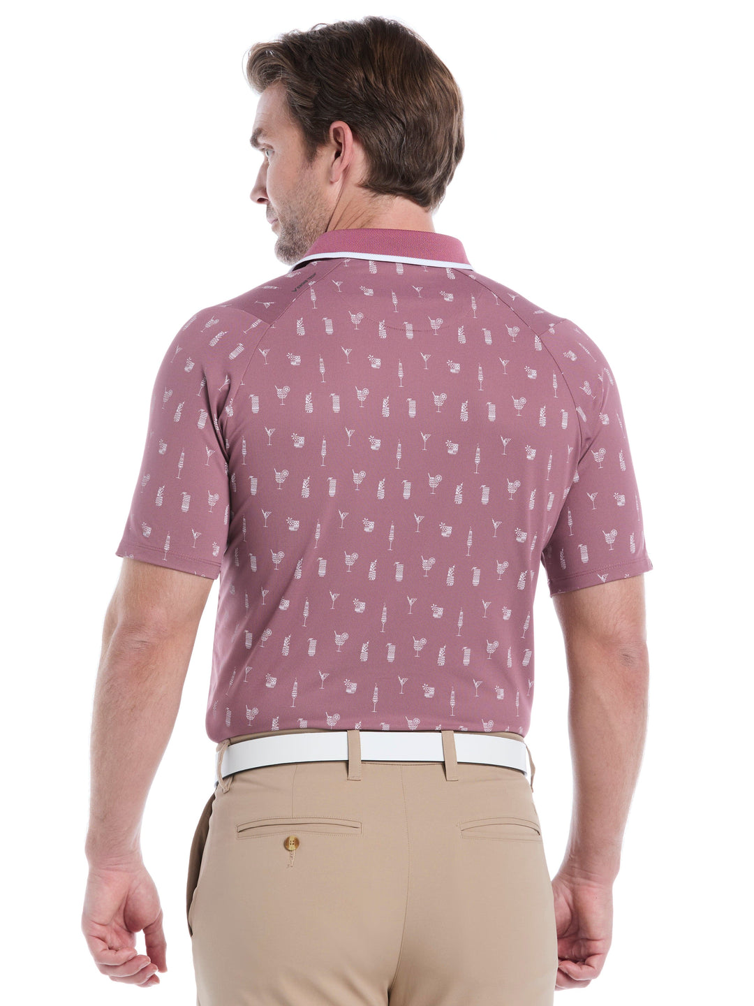 Geo Cocktail Print Golf Polo (Mesa Rose) 