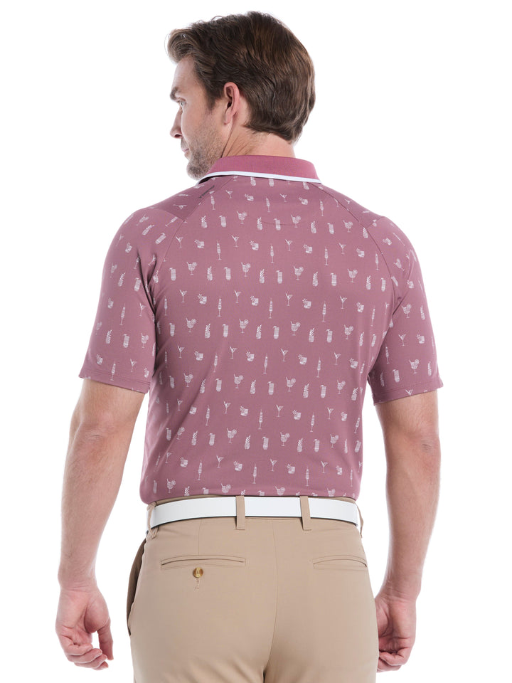 Geo Cocktail Print Golf Polo (Mesa Rose) 