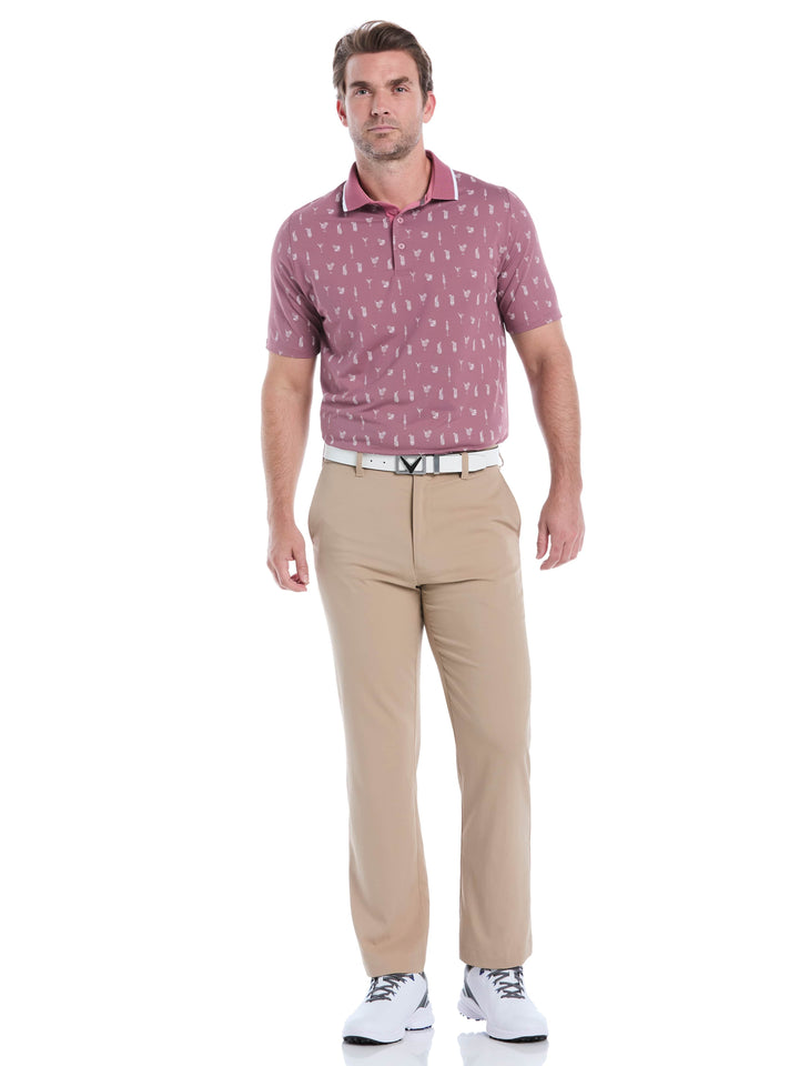 Geo Cocktail Print Golf Polo (Mesa Rose) 