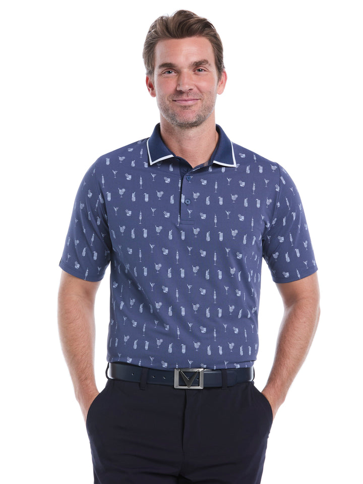 Geo Cocktail Print Golf Polo (Peacoat) 