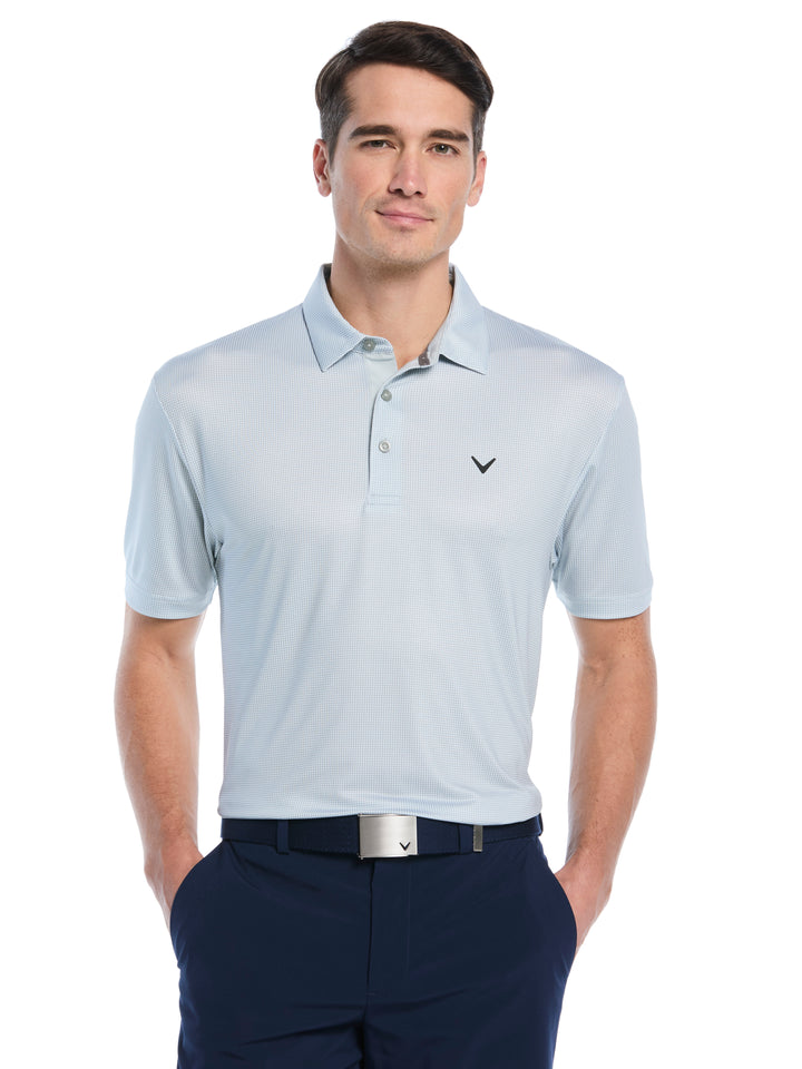 Mens Gingham Print Golf Polo-Polos-Quarry-S-Callaway