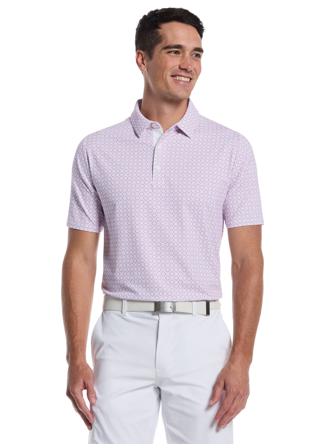 Golf Club Geo Print Golf Polo (Bright White) 
