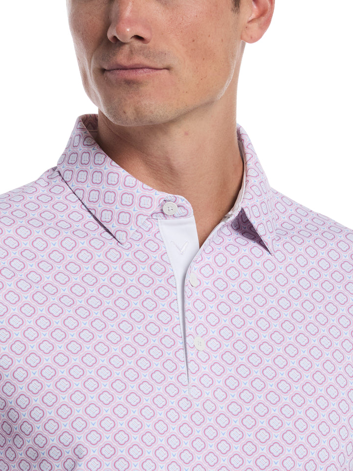 Golf Club Geo Print Golf Polo (Bright White) 