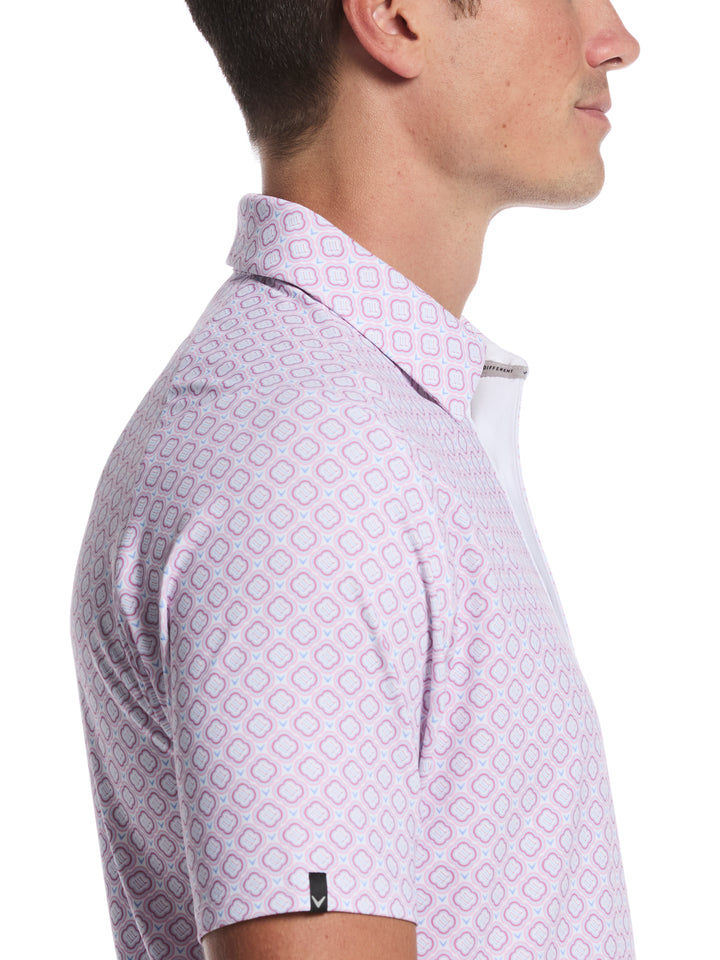 Golf Club Geo Print Golf Polo (Bright White) 
