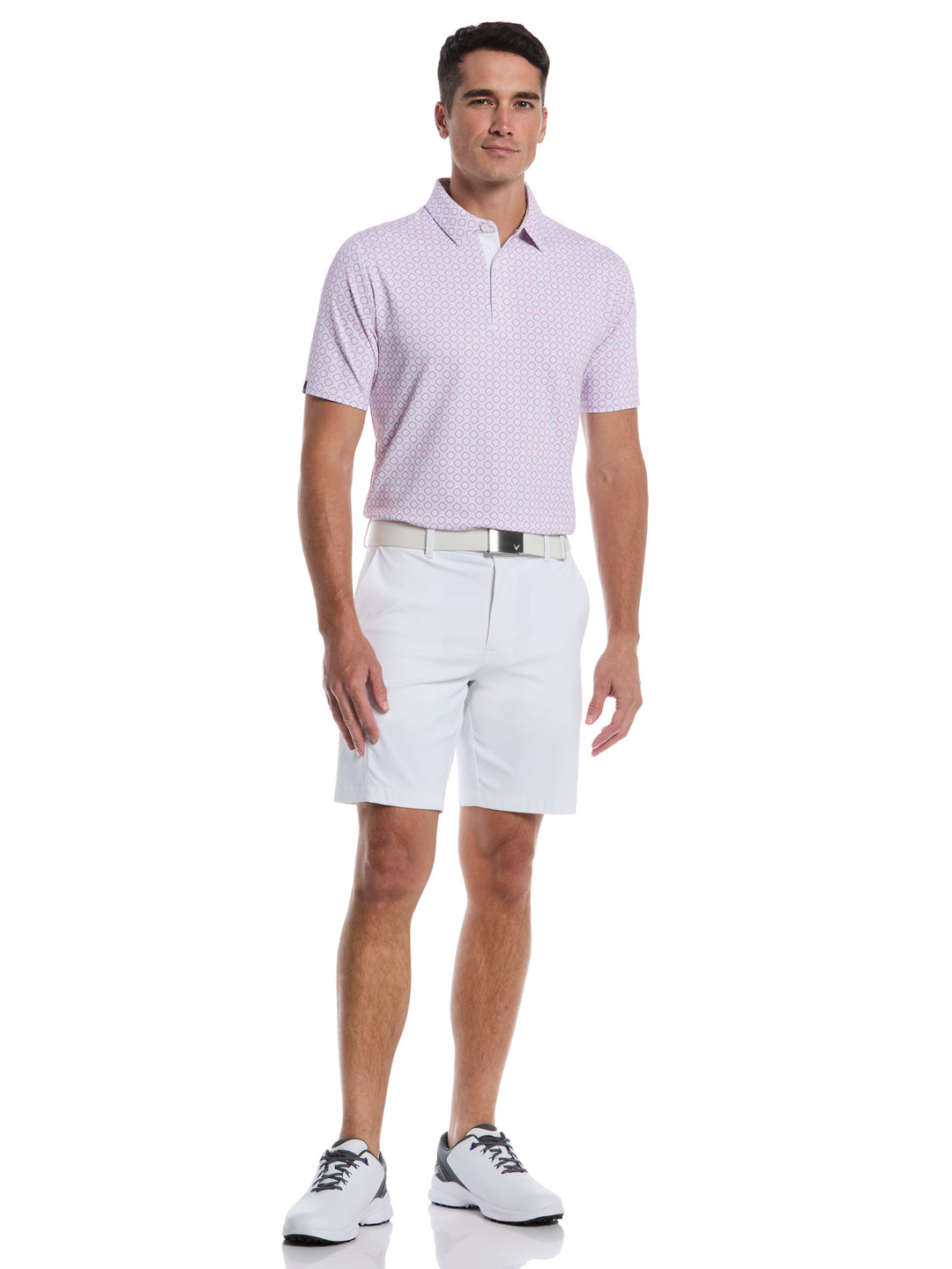 Golf Club Geo Print Golf Polo (Bright White) 