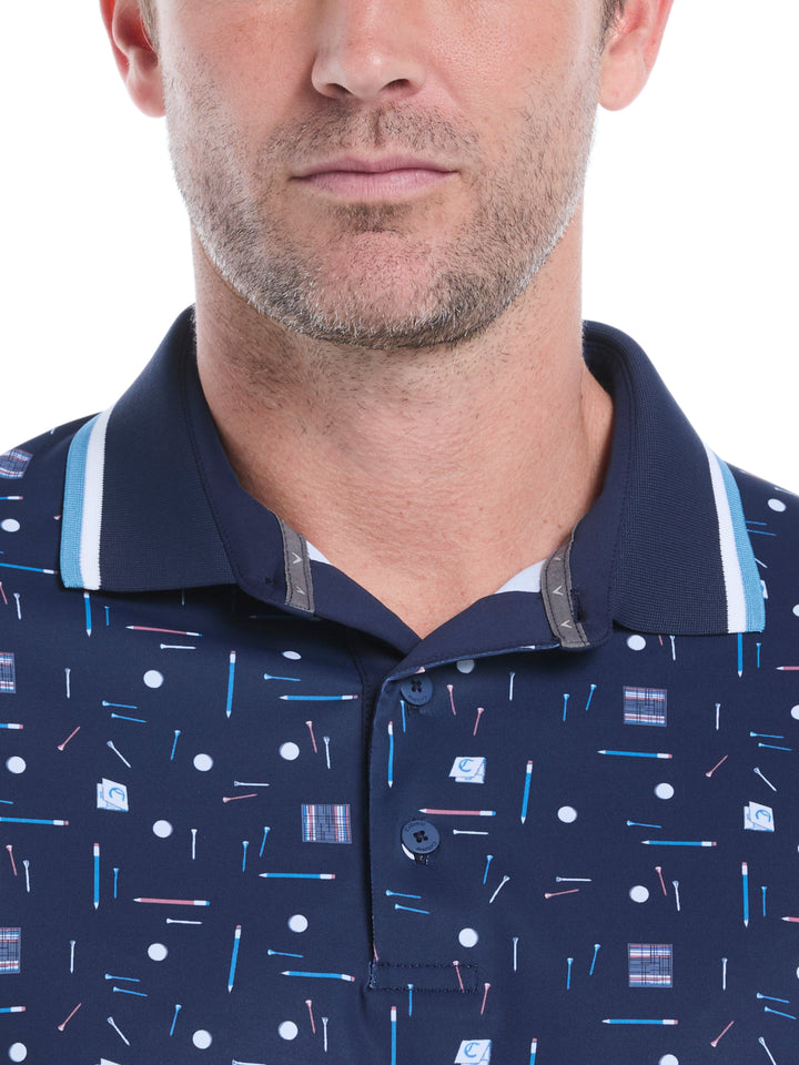 Golf Collection Print Golf Polo Shirt (Peacoat) 