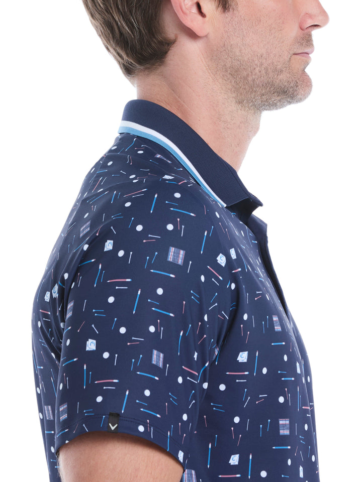 Golf Collection Print Golf Polo Shirt (Peacoat) 