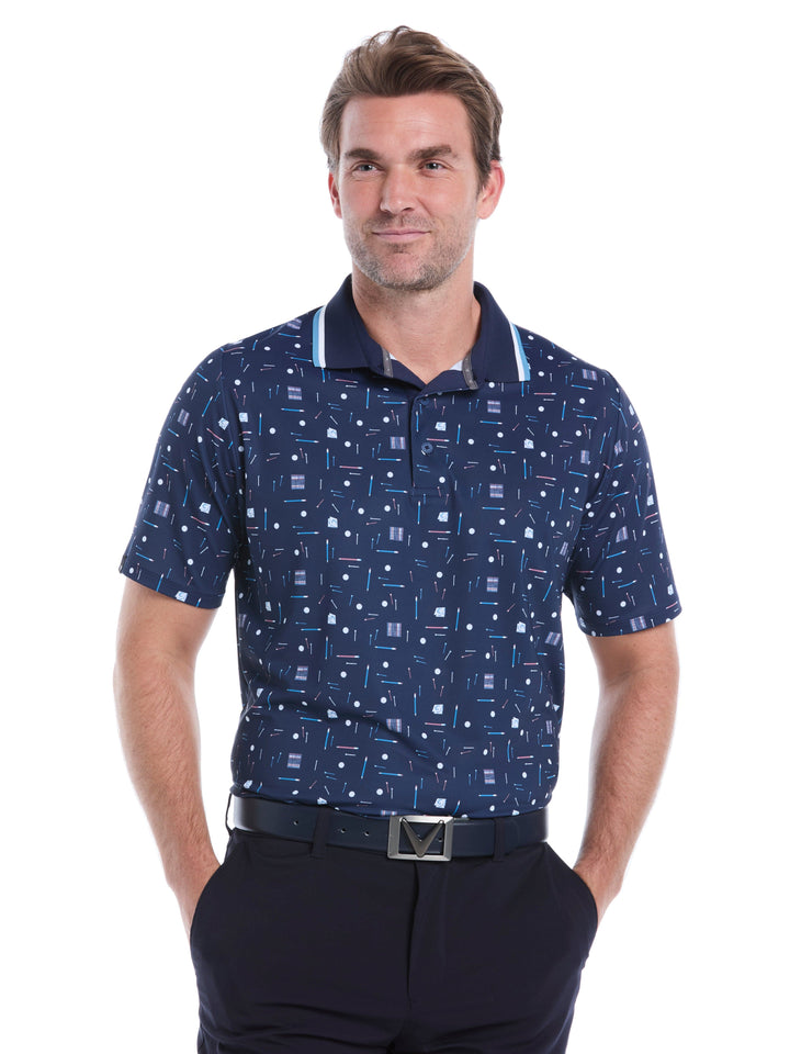 Golf Collection Print Golf Polo Shirt (Peacoat) 