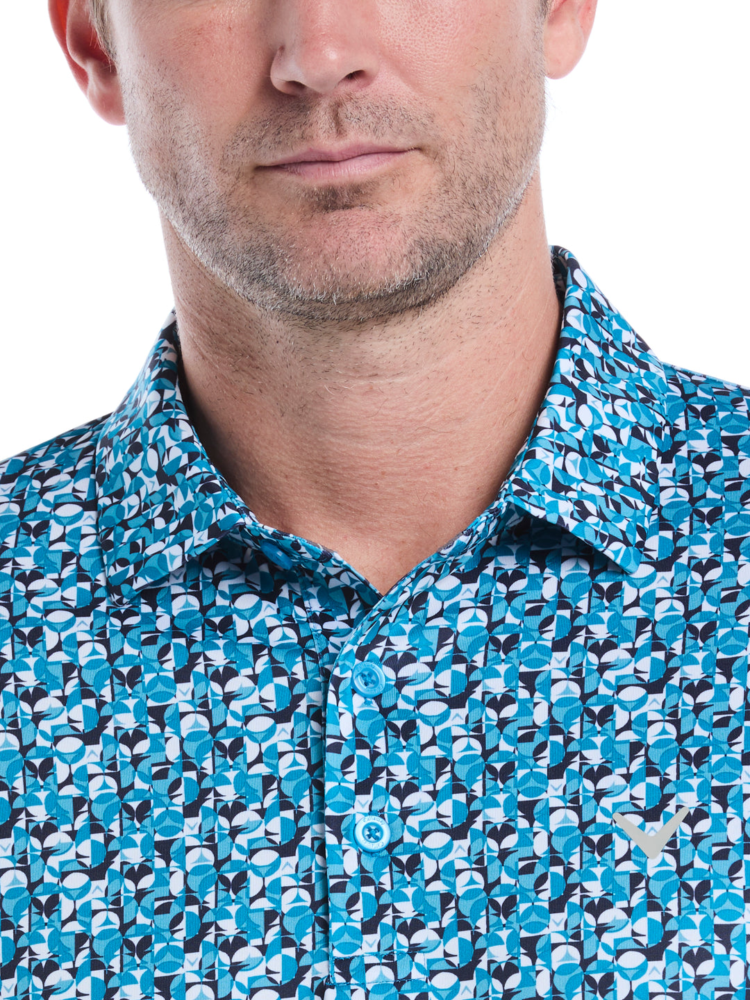 Mens Golf Essentials All Over Polo (Methyl Blue) 