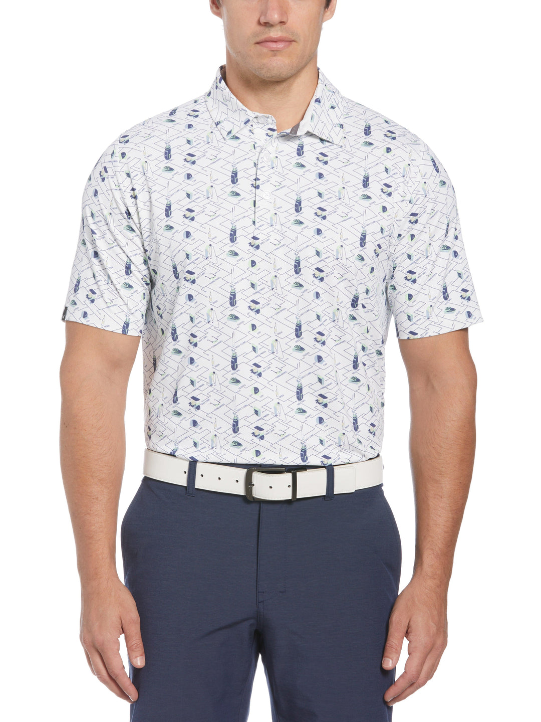Golf Essentials Print Golf Polo (Bright White) 