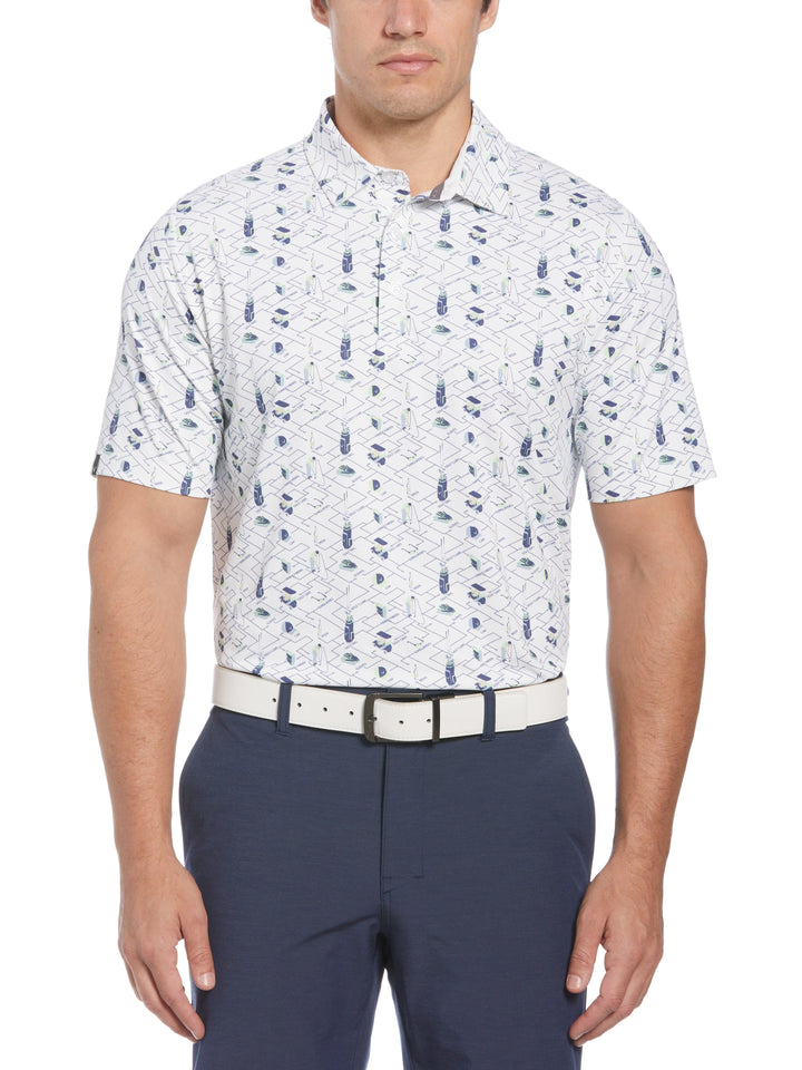 Golf Essentials Print Golf Polo (Bright White) 