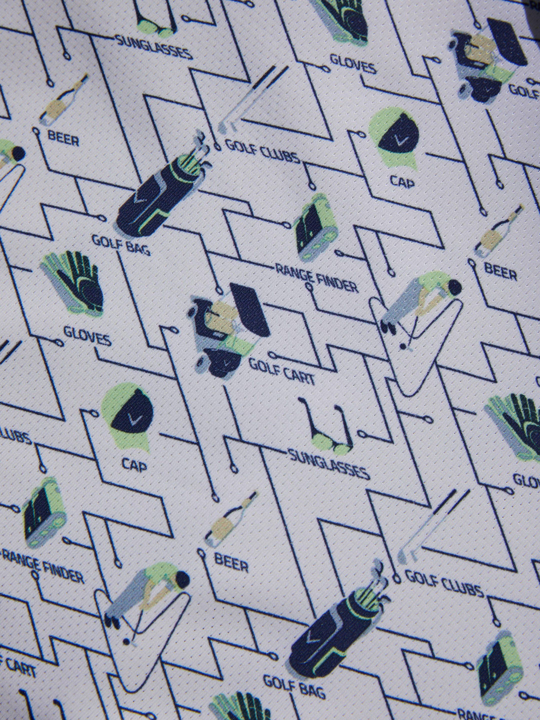 Golf Essentials Print Golf Polo (Bright White) 