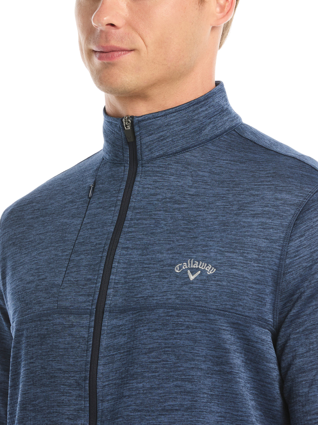 Mens Grid Fleece Back Heather Full Zip Jacket-Jackets-Callaway