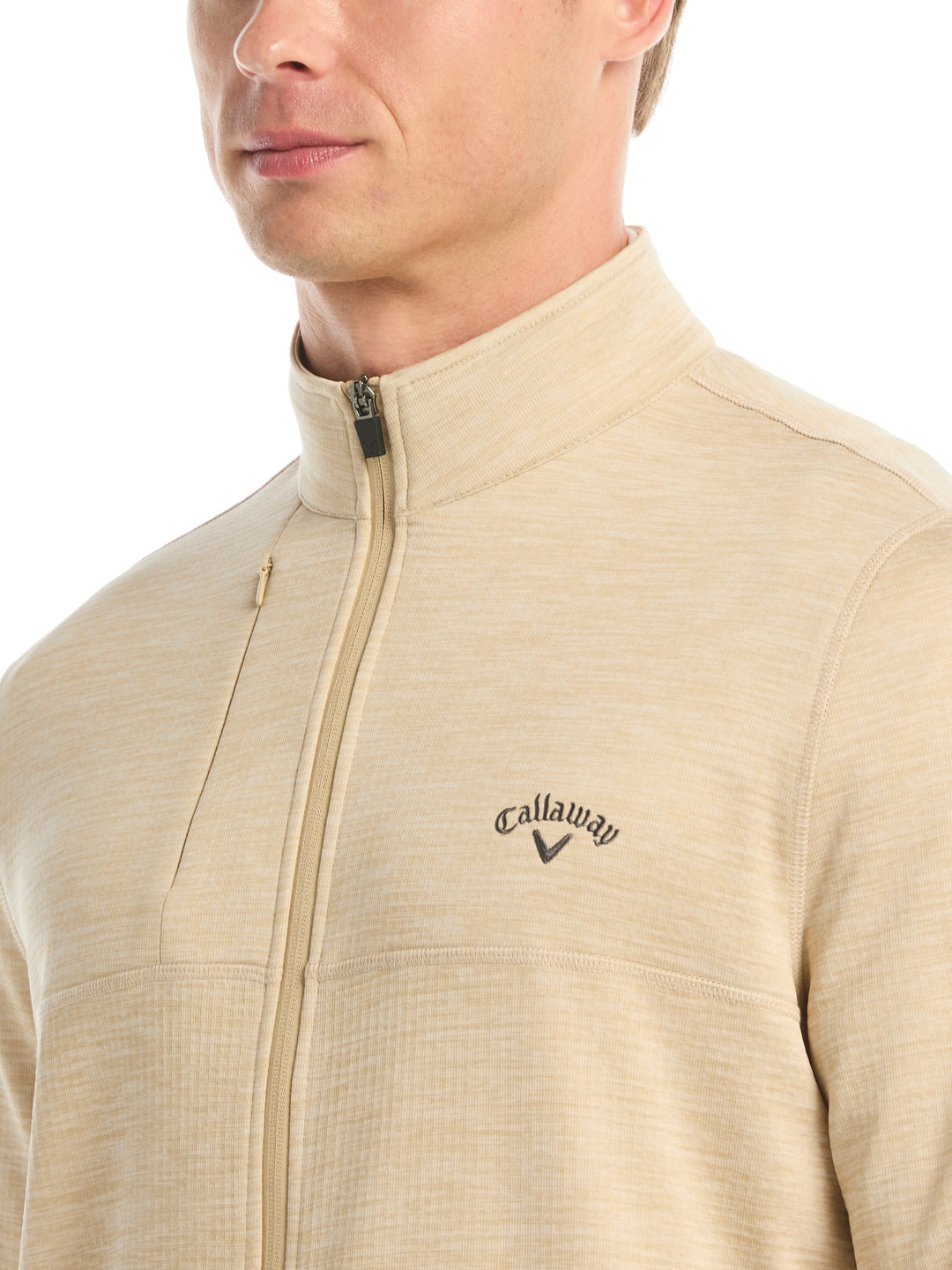 Mens Grid Fleece Back Heather Full Zip Jacket-Jackets-Callaway