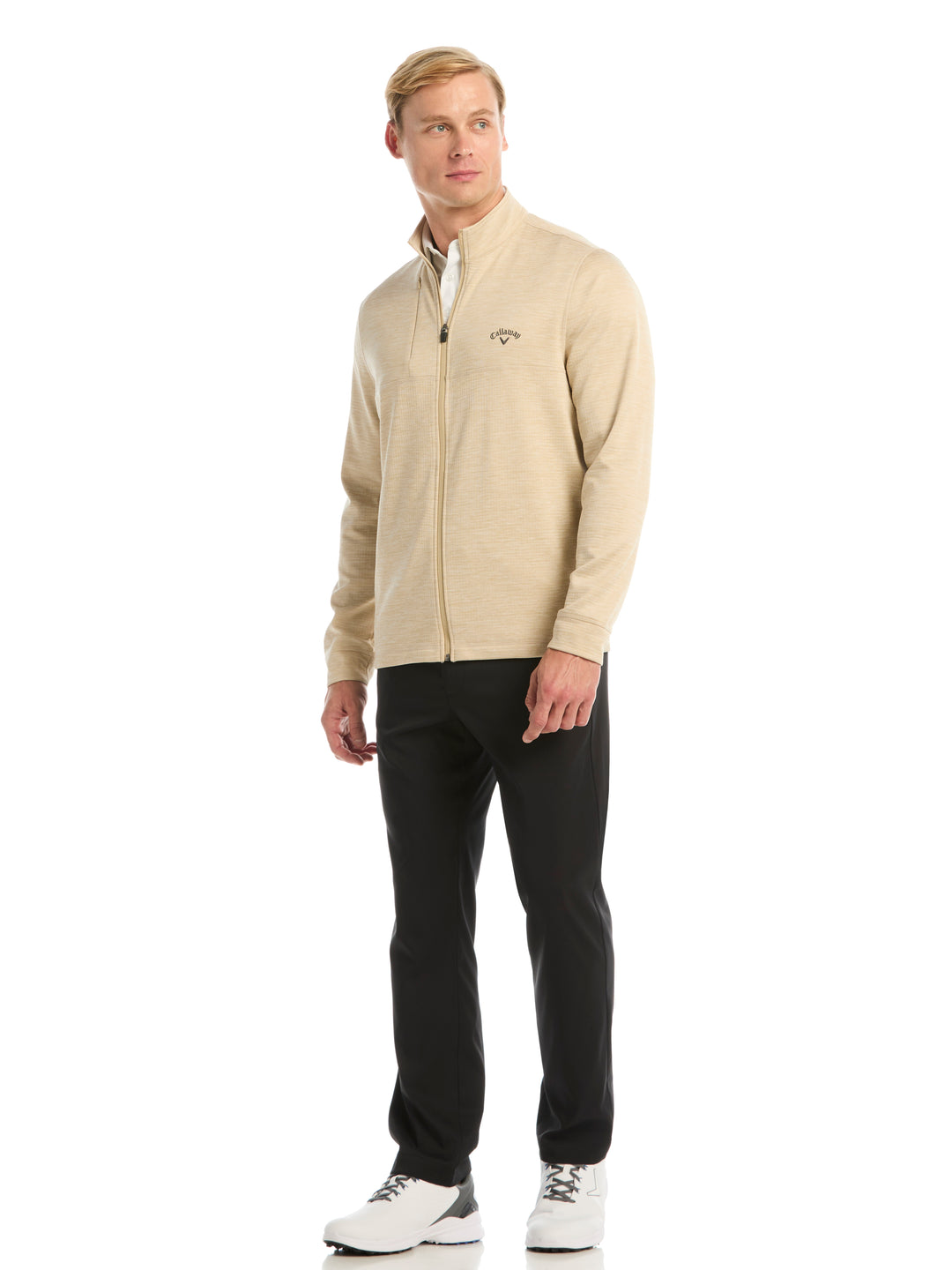 Mens Grid Fleece Back Heather Full Zip Jacket-Jackets-Callaway
