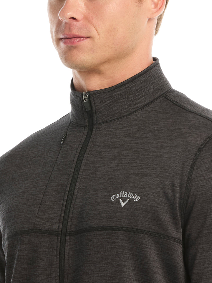 Mens Grid Fleece Back Heather Full Zip Jacket-Jackets-Callaway